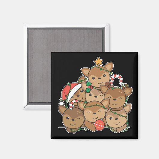 Hirsche Weihnachtsbaum Funny Animal Christmas Magn Magnet (Vorderseite/Rückseite)