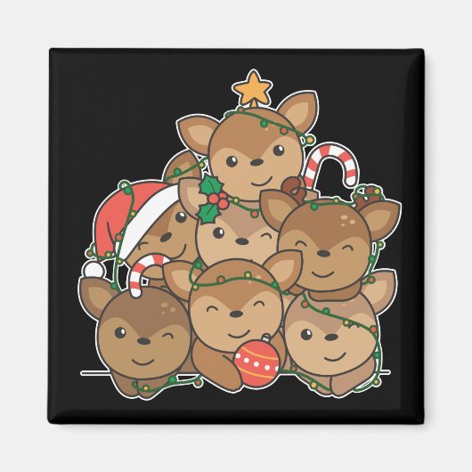 Hirsche Weihnachtsbaum Funny Animal Christmas Magn Magnet (Vorne)