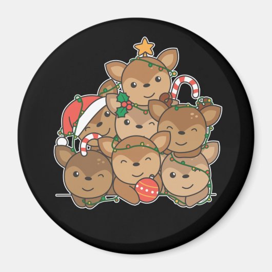 Hirsche Weihnachtsbaum Funny Animal Christmas Magn Magnet (Vorne)