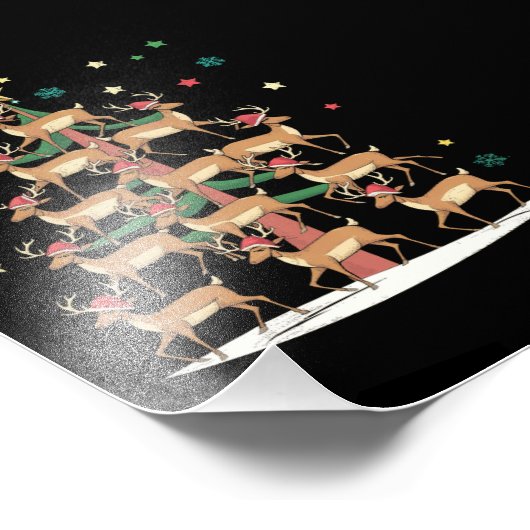 Hirsche Weihnachtsbaum Funny Holiday Niedlich Rent Fotodruck (Ecke)