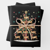 Hirsche Weihnachtsbaum Funny Holiday Niedlich Rent Geschenkpapier Set (Beispiel)