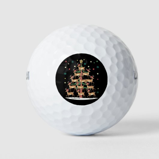 Hirsche Weihnachtsbaum Funny Holiday Niedlich Rent Golfball (Vorderseite)