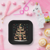 Hirsche Weihnachtsbaum Funny Holiday Niedlich Rent Pappteller (Party)