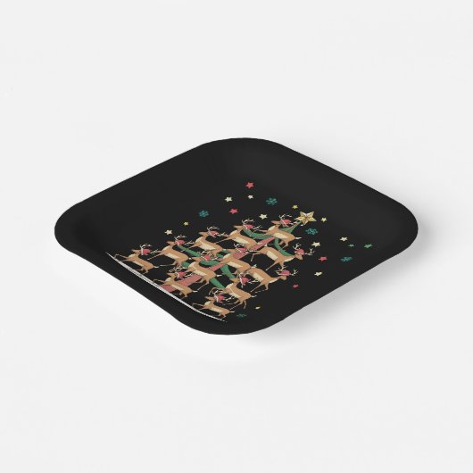 Hirsche Weihnachtsbaum Funny Holiday Niedlich Rent Pappteller (Gewinkelt)