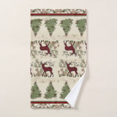 Hirsche Weihnachtsbaum Typografie Merry Bright Scr Badhandtuch Set (Handtuch)