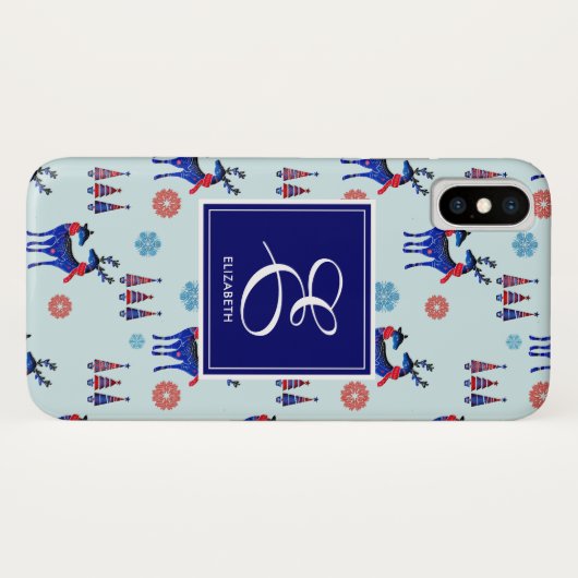 Hirsche, Weihnachtsbäume und Schneeflocken mit Mon Case-Mate iPhone Hülle (Rückseite (Horizontal))