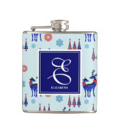 Hirsche, Weihnachtsbäume und Schneeflocken mit Mon Flachmann (Vorderseite)