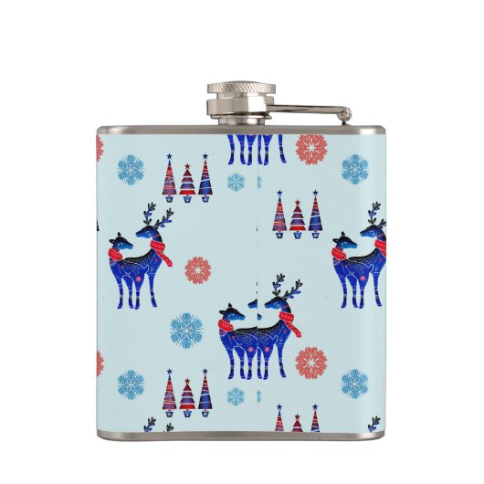 Hirsche, Weihnachtsbäume und Schneeflocken mit Mon Flachmann (Rückseite)