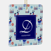 Hirsche, Weihnachtsbäume und Schneeflocken mit Mon Keramikornament (Rechts)