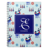 Hirsche, Weihnachtsbäume und Schneeflocken mit Mon Notizblock (Vorderseite)