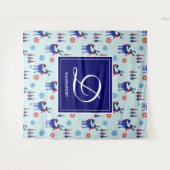 Hirsche, Weihnachtsbäume und Schneeflocken mit Mon Wandteppich (Vorderseite (Horizontal))