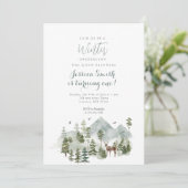 Hirsche Weihnachtsbaumen Winter Onederland Geburts Einladung (Stehend Vorderseite)