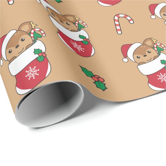 Hirsche Weihnachtsschnee Wintertiere Hirsche Urlau Geschenkpapier (Rolleneckpunkt)