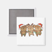 Hirsche Weihnachtstiere Niedlich Hirschmagnet Magnet (Vorderseite/Rückseite)