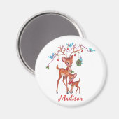 Hirsche Weihnachtsvögel | Weihnachts-Strumpf Magnet (Vorderseite/Rückseite)