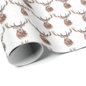 Hirsche Weihnachtswasserfarbe Muster Woodland Brow Geschenkpapier (Rolleneckpunkt)