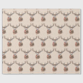 Hirsche Weihnachtswasserfarbe Muster Woodland Brow Geschenkpapier (Flach)