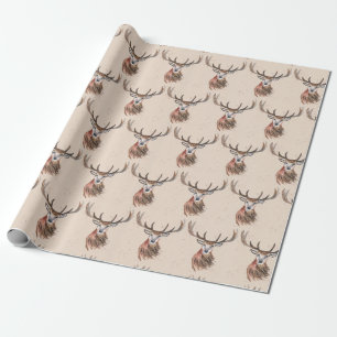 Hirsche Weihnachtswasserfarbe Muster Woodland Brow Geschenkpapier