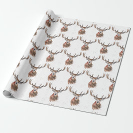 Hirsche Weihnachtswasserfarbe Muster Woodland Brow Geschenkpapier