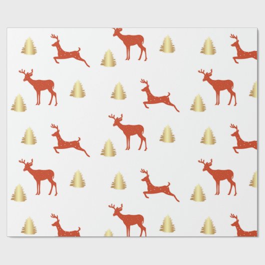 Hirsche Weihnachtswrapping Paper Geschenkpapier (Flach)