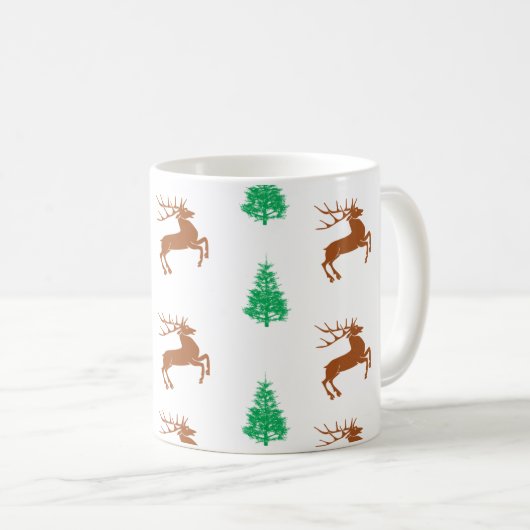 Hirsche Weihnachtszeit-Tasse Kaffeetasse (VorderseiteRechts)