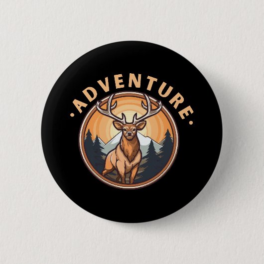 Hirsche - Wildnis - Camping - Abenteuer Button (Vorderseite)