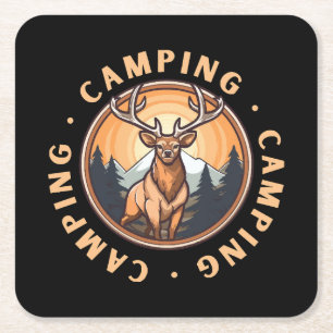 Hirsche - Wildnis - Camping Rechteckiger Pappuntersetzer