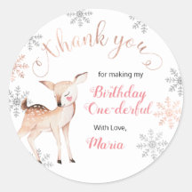 Hirsche Winter ONEderland Geburtstag Danke Sticker