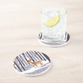 Hirsche Winter Snowy Woods Weihnachtsfeiertag Getränkeuntersetzer (Seite)