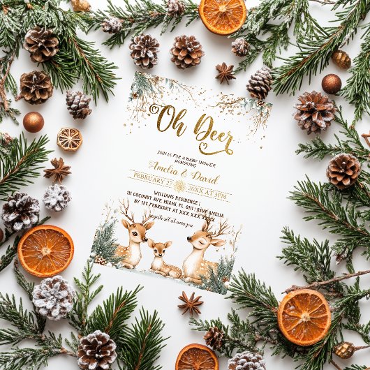 Hirsche Winter Wonderland Baby Dusche Acryleinladungen