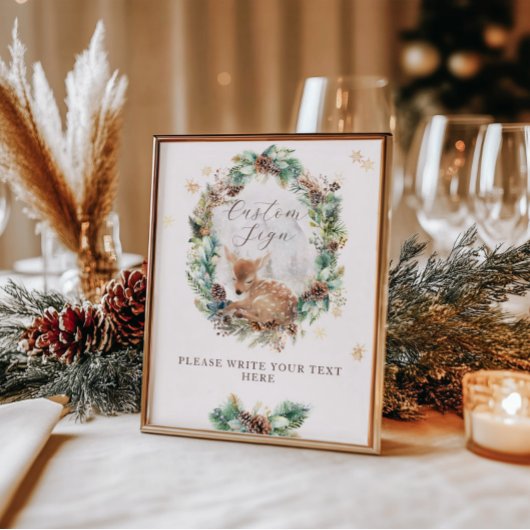 Hirsche Winter Woodland Babydusche Maßgeschneidert Poster