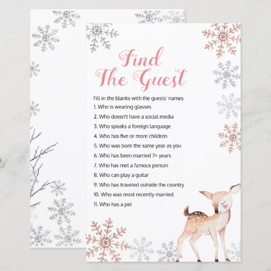 Hirsche Winterschneeflocken Game finden (Vorne/Hinten)