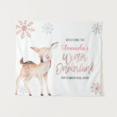 Hirsche Winterschneeflocken ONEderland Begrüßungsz Wandteppich (Vorderseite (Horizontal))