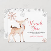 Hirsche Winterschneeflocken ONEderland Geburtstag Dankeskarte (Vorne/Hinten)