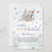 Hirsche Winterschneeflocken Onederland Geburtstag Dankeskarte (Vorderseite)