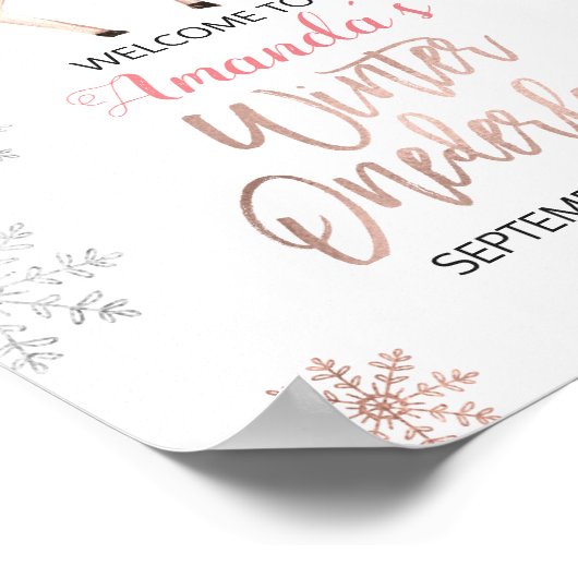 Hirsche Winterschneeflocken ONEderland Geburtstag Poster (Ecke)