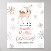 Hirsche Winterschneeflocken ONEderland Geburtstag Poster (Vorne)