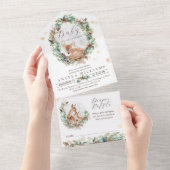 Hirsche Winterwald Kälte Außendusche All In One Einladung (Abreißen)