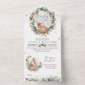 Hirsche Winterwald Kälte Außendusche All In One Einladung (Innen Boden)