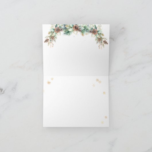 Hirsche Winterwald Kälte Außendusche Dankeskarte (Innenseite)