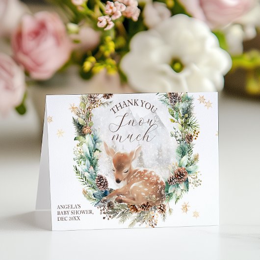 Hirsche Winterwald Kälte Außendusche Dankeskarte