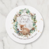 Hirsche Winterwald Kälte Außendusche Geschenkanhänger (Rückseite)