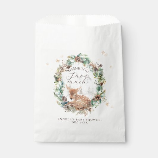 Hirsche Winterwald Kälte Außendusche Geschenktütchen (Vorderseite)