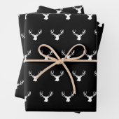 Hirschelbucht Jagd auf Schwarz-weiße Weihnachtsfes Geschenkpapier Set (Beispiel)
