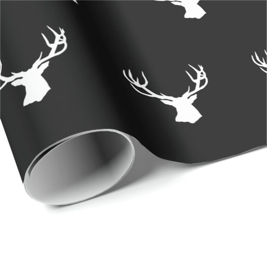 Hirschelbucht Jagd Schwarz-weiß Weihnachten Geschenkpapier (Rolleneckpunkt)