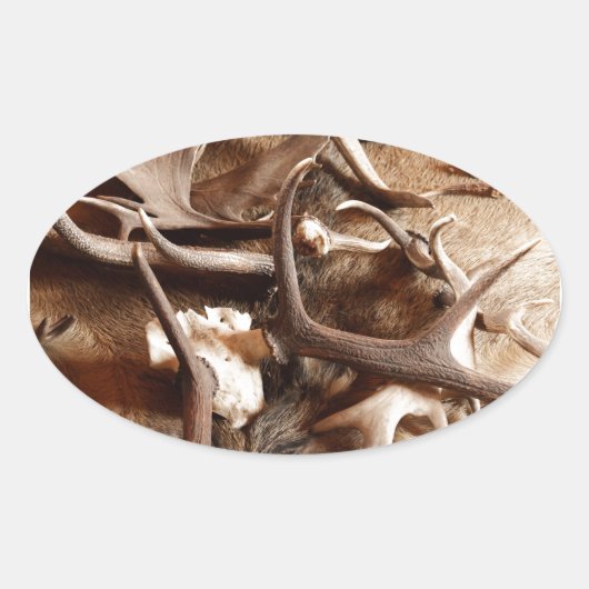 Hirschelche Elch Antler Jagd Geschenkideen Jäger Ovaler Aufkleber (Vorderseite)