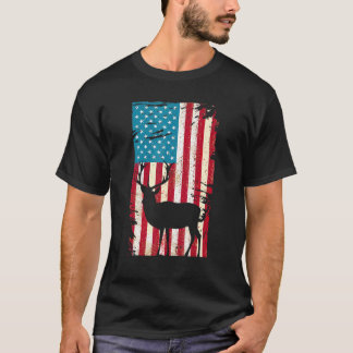 Hirschelenjagd Patriotische Amerikanische Flagge 4 T-Shirt