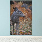 Hirschfamilie- Baby Leinwanddruck (Insitu (Holzboden))