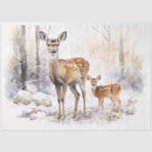 Hirschfamilie im Schnee 1 Dekopapier Seidenpapier (Vorderseite)