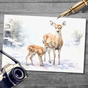 Hirschfamilie im Schnee 2 Dekoupage Papier
